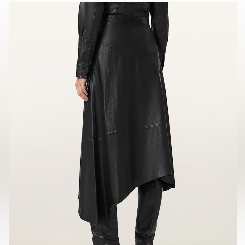 Allsaints Gia Leather Midi Skirt size us 8 - Picture 4 of 11